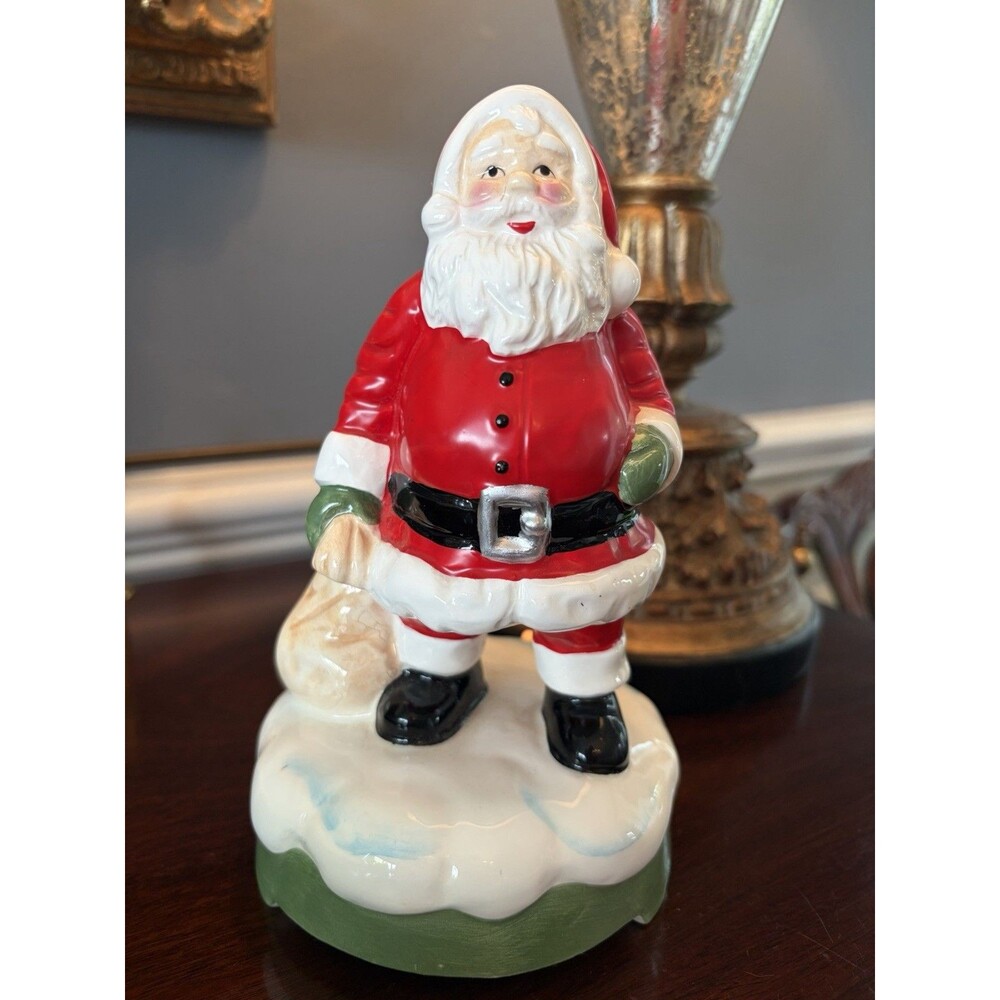 Santa Claus Music Box Plays Santa Claus is Coming to Town Vintage Christmas